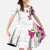 Hawaiian Hibiscus and Art Polynesian Tattoo Family Matching Tank Maxi Dress and Hawaiian Shirt White Color