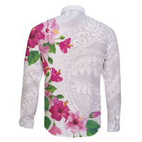 Hawaiian Hibiscus and Art Polynesian Tattoo Family Matching Tank Maxi Dress and Hawaiian Shirt White Color LT03 - Polynesian Pride
