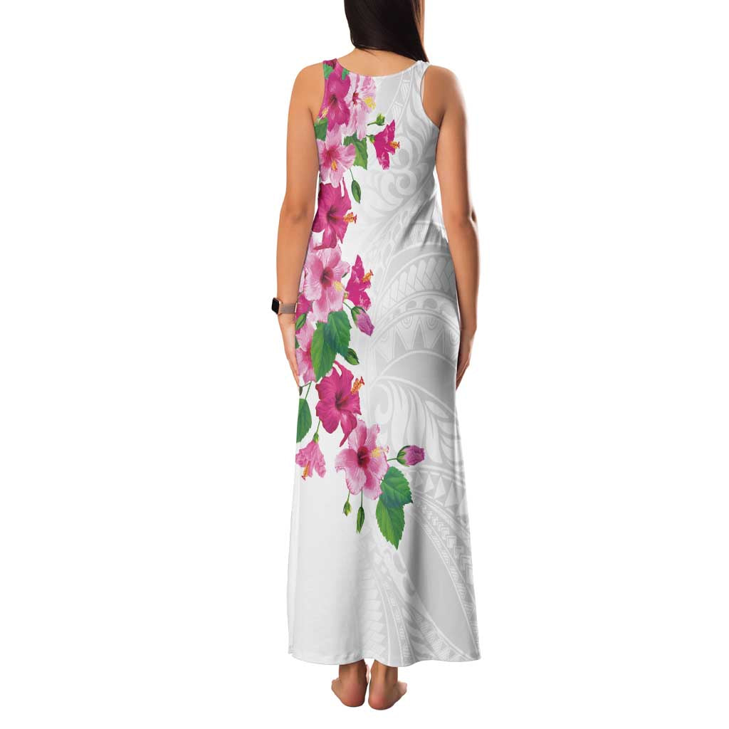 Hawaiian Hibiscus and Art Polynesian Tattoo Family Matching Tank Maxi Dress and Hawaiian Shirt White Color LT03 - Polynesian Pride