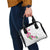 Hawaiian Hibiscus and Art Polynesian Tattoo Shoulder Handbag White Color
