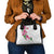 Hawaiian Hibiscus and Art Polynesian Tattoo Shoulder Handbag White Color