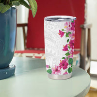 Hawaiian Hibiscus and Art Polynesian Tattoo Tumbler Cup White Color