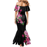 Hawaiian Hibiscus and Art Polynesian Tattoo Family Matching Mermaid Dress and Hawaiian Shirt Black Color LT03 - Polynesian Pride