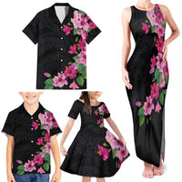 Hawaiian Hibiscus and Art Polynesian Tattoo Family Matching Tank Maxi Dress and Hawaiian Shirt Black Color LT03 - Polynesian Pride