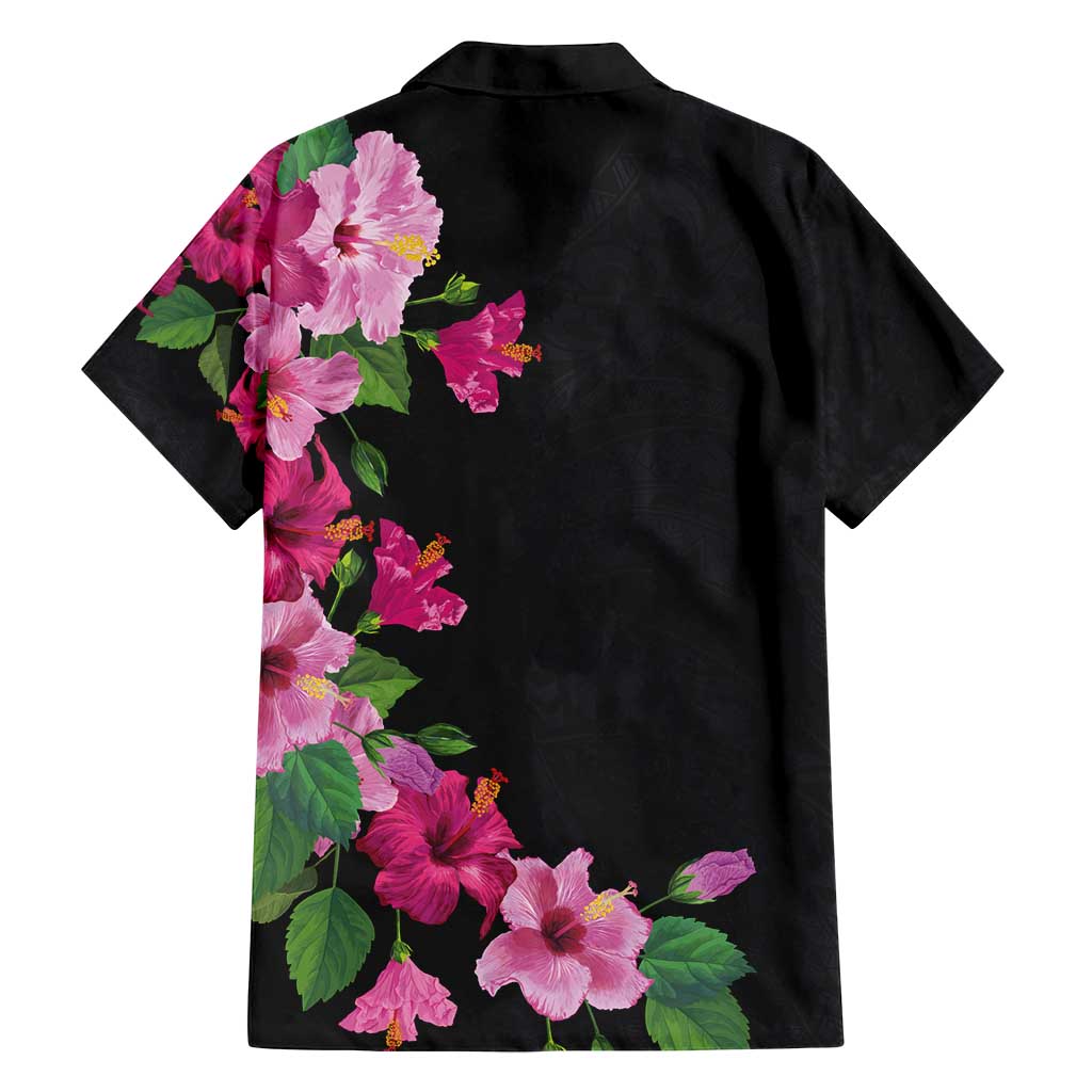 Hawaiian Hibiscus and Art Polynesian Tattoo Family Matching Tank Maxi Dress and Hawaiian Shirt Black Color LT03 - Polynesian Pride