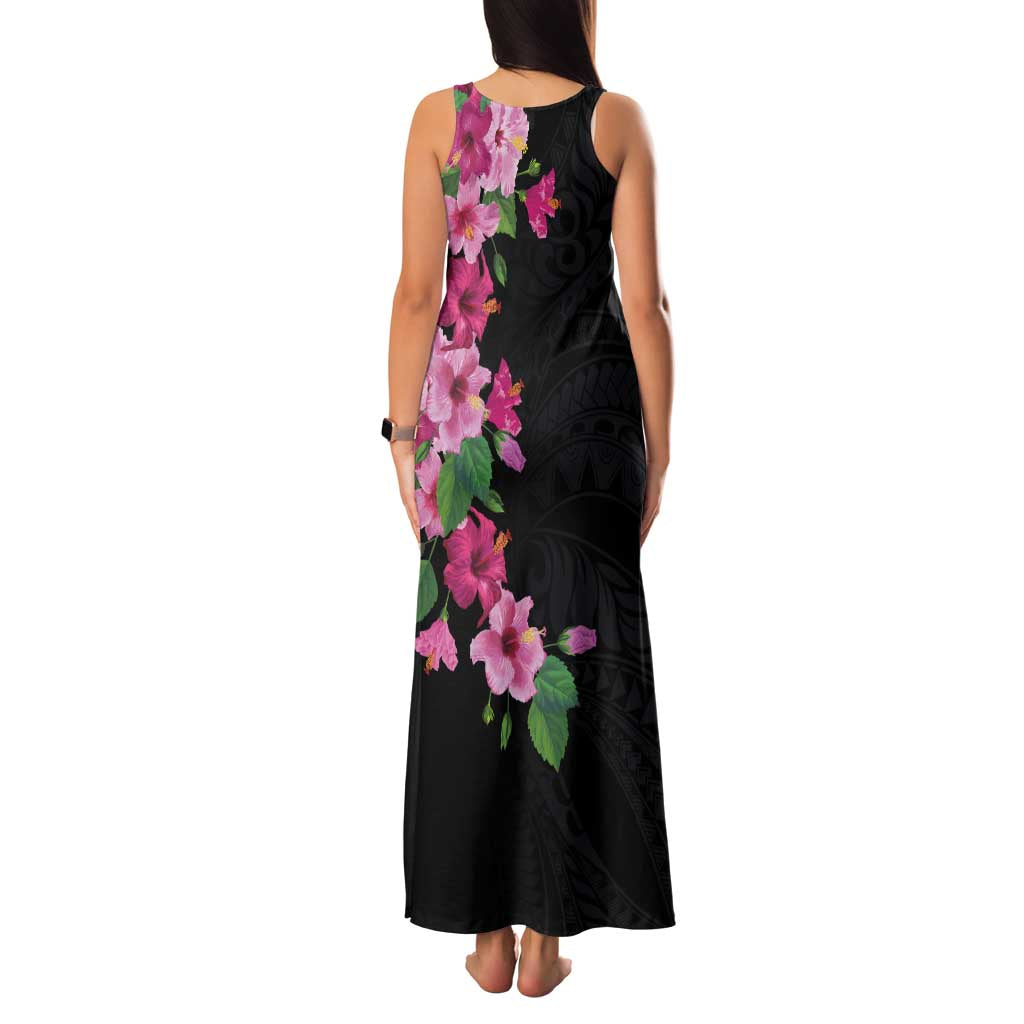 Hawaiian Hibiscus and Art Polynesian Tattoo Family Matching Tank Maxi Dress and Hawaiian Shirt Black Color LT03 - Polynesian Pride