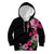 Hawaiian Hibiscus and Art Polynesian Tattoo Kid Hoodie Black Color