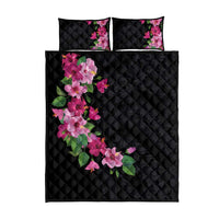 Hawaiian Hibiscus and Art Polynesian Tattoo Quilt Bed Set Black Color LT03 - Polynesian Pride