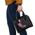 Hawaiian Hibiscus and Art Polynesian Tattoo Shoulder Handbag Black Color