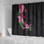 Hawaiian Hibiscus and Art Polynesian Tattoo Shower Curtain Black Color