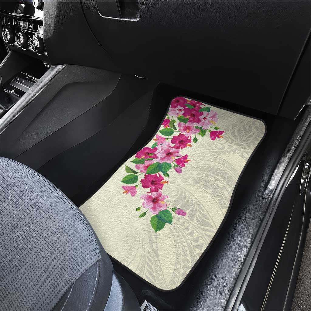 Hawaiian Hibiscus and Art Polynesian Tattoo Car Mats Beige Color LT03 - Polynesian Pride