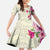 Hawaiian Hibiscus and Art Polynesian Tattoo Family Matching Long Sleeve Bodycon Dress and Hawaiian Shirt Beige Color