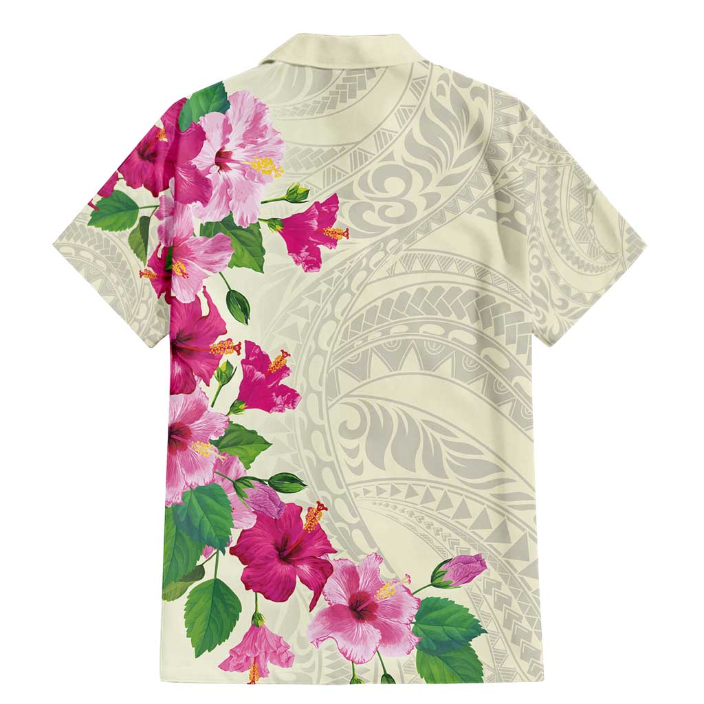 Hawaiian Hibiscus and Art Polynesian Tattoo Family Matching Mermaid Dress and Hawaiian Shirt Beige Color LT03 - Polynesian Pride