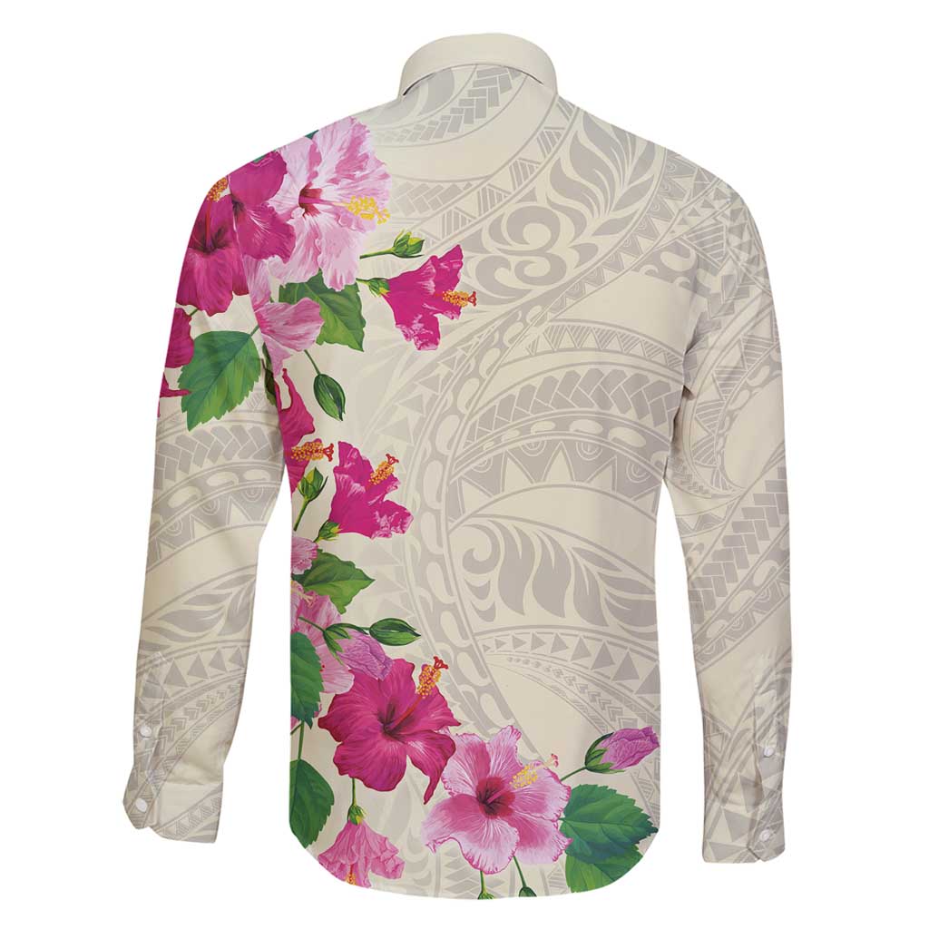 Hawaiian Hibiscus and Art Polynesian Tattoo Family Matching Mermaid Dress and Hawaiian Shirt Beige Color LT03 - Polynesian Pride