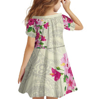 Hawaiian Hibiscus and Art Polynesian Tattoo Family Matching Off Shoulder Maxi Dress and Hawaiian Shirt Beige Color LT03 - Polynesian Pride
