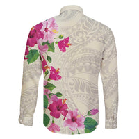 Hawaiian Hibiscus and Art Polynesian Tattoo Family Matching Puletasi and Hawaiian Shirt Beige Color LT03 - Polynesian Pride