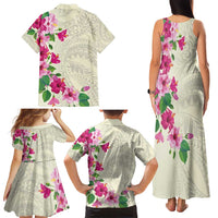 Hawaiian Hibiscus and Art Polynesian Tattoo Family Matching Tank Maxi Dress and Hawaiian Shirt Beige Color LT03 - Polynesian Pride