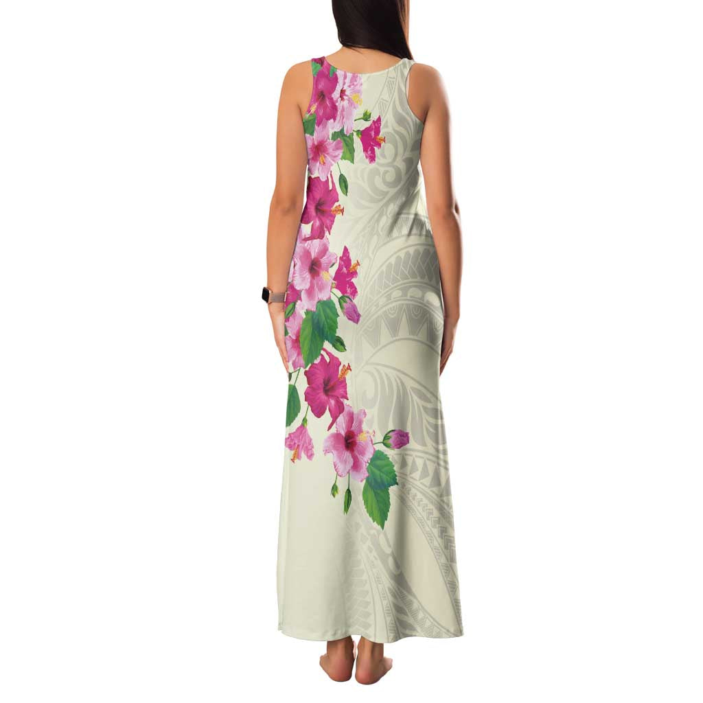 Hawaiian Hibiscus and Art Polynesian Tattoo Family Matching Tank Maxi Dress and Hawaiian Shirt Beige Color LT03 - Polynesian Pride
