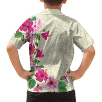 Hawaiian Hibiscus and Art Polynesian Tattoo Hawaiian Shirt Beige Color