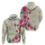 Hawaiian Hibiscus and Art Polynesian Tattoo Hoodie Beige Color