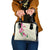 Hawaiian Hibiscus and Art Polynesian Tattoo Shoulder Handbag Beige Color