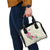 Hawaiian Hibiscus and Art Polynesian Tattoo Shoulder Handbag Beige Color