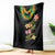 Hawaiian Lei Plumeria and Tropical Leaves Blanket Watercolor Style