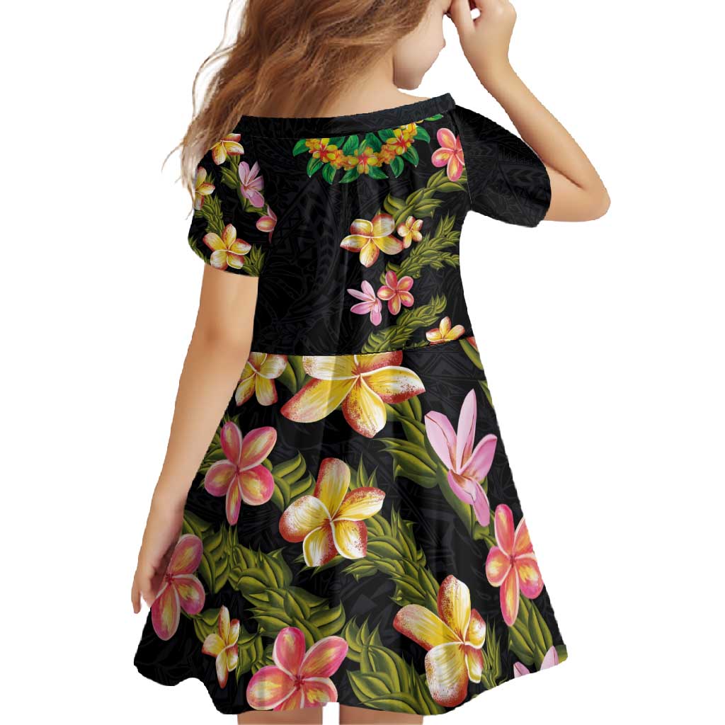 Hawaiian Lei Plumeria and Tropical Leaves Family Matching Mermaid Dress and Hawaiian Shirt Watercolor Style LT03 - Polynesian Pride