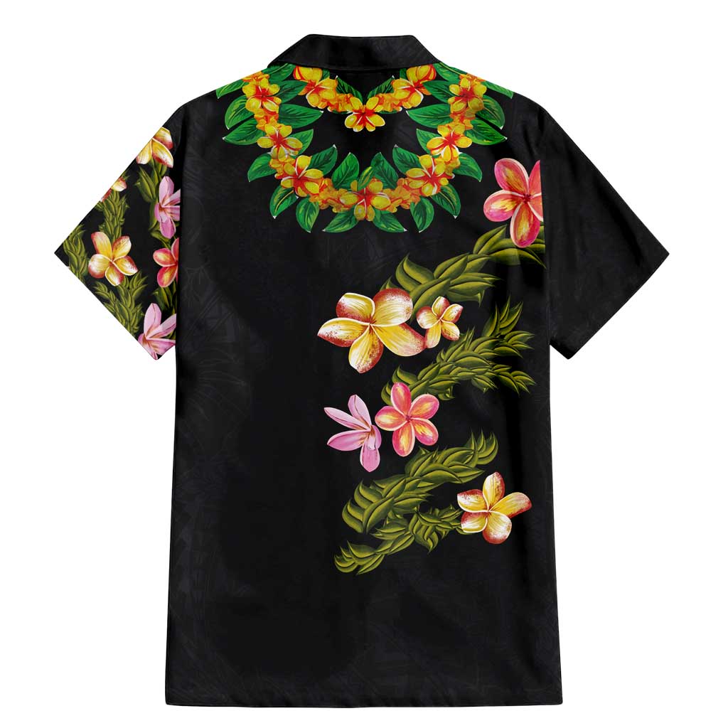 Hawaiian Lei Plumeria and Tropical Leaves Family Matching Mermaid Dress and Hawaiian Shirt Watercolor Style LT03 - Polynesian Pride