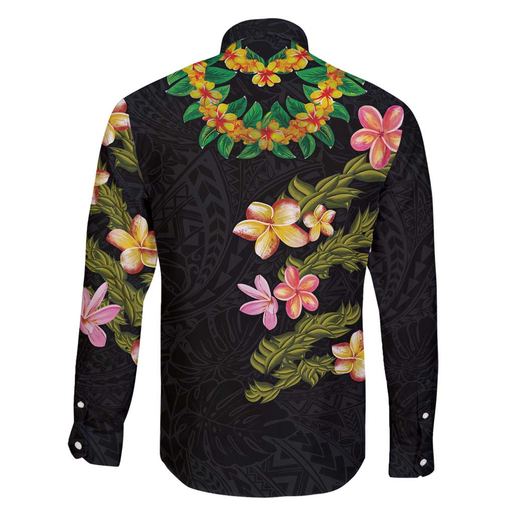 Hawaiian Lei Plumeria and Tropical Leaves Family Matching Summer Maxi Dress and Hawaiian Shirt Watercolor Style LT03 - Polynesian Pride