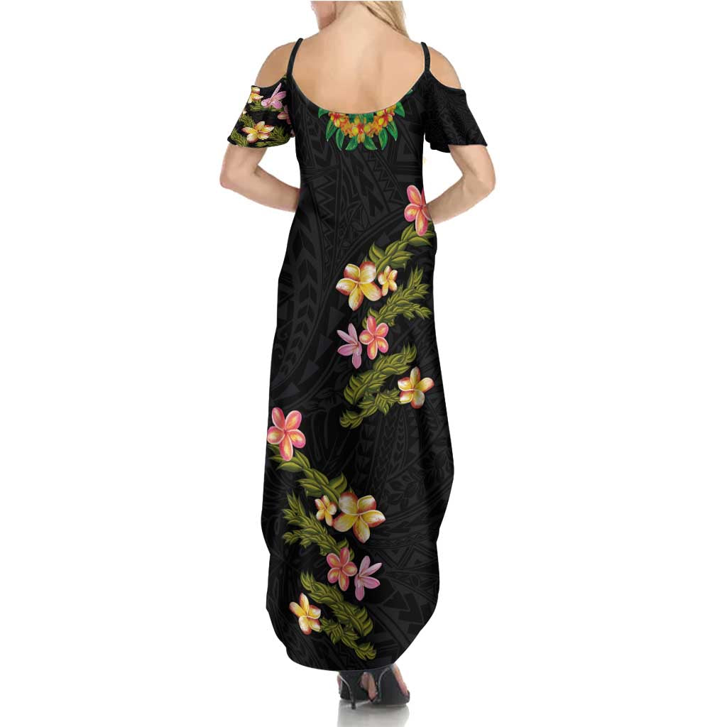 Hawaiian Lei Plumeria and Tropical Leaves Family Matching Summer Maxi Dress and Hawaiian Shirt Watercolor Style LT03 - Polynesian Pride