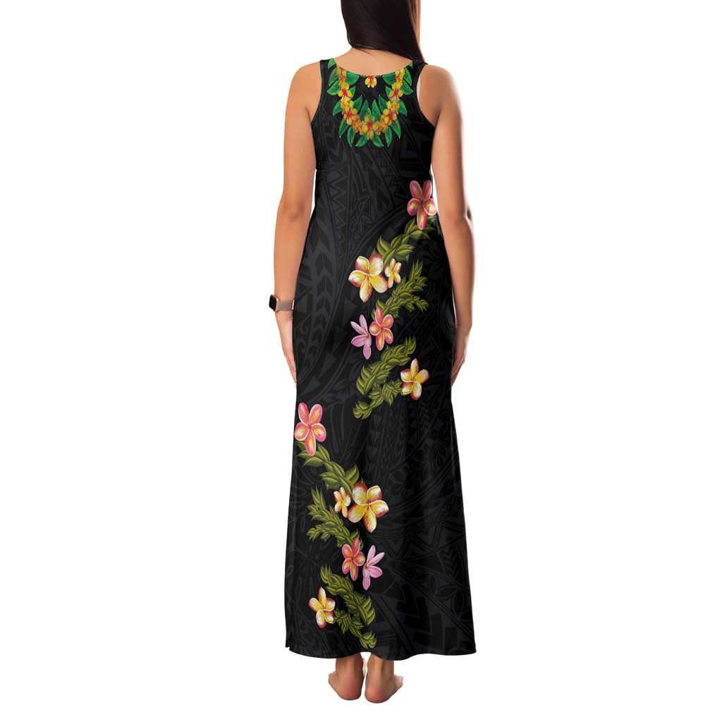 Hawaiian Lei Plumeria and Tropical Leaves Family Matching Tank Maxi Dress and Hawaiian Shirt Watercolor Style LT03 - Polynesian Pride