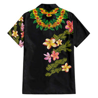 Hawaiian Lei Plumeria and Tropical Leaves Hawaiian Shirt Watercolor Style
