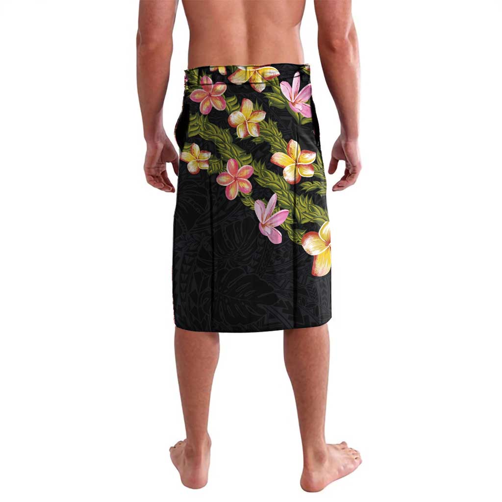Hawaiian Lei Plumeria and Tropical Leaves Lavalava Watercolor Style