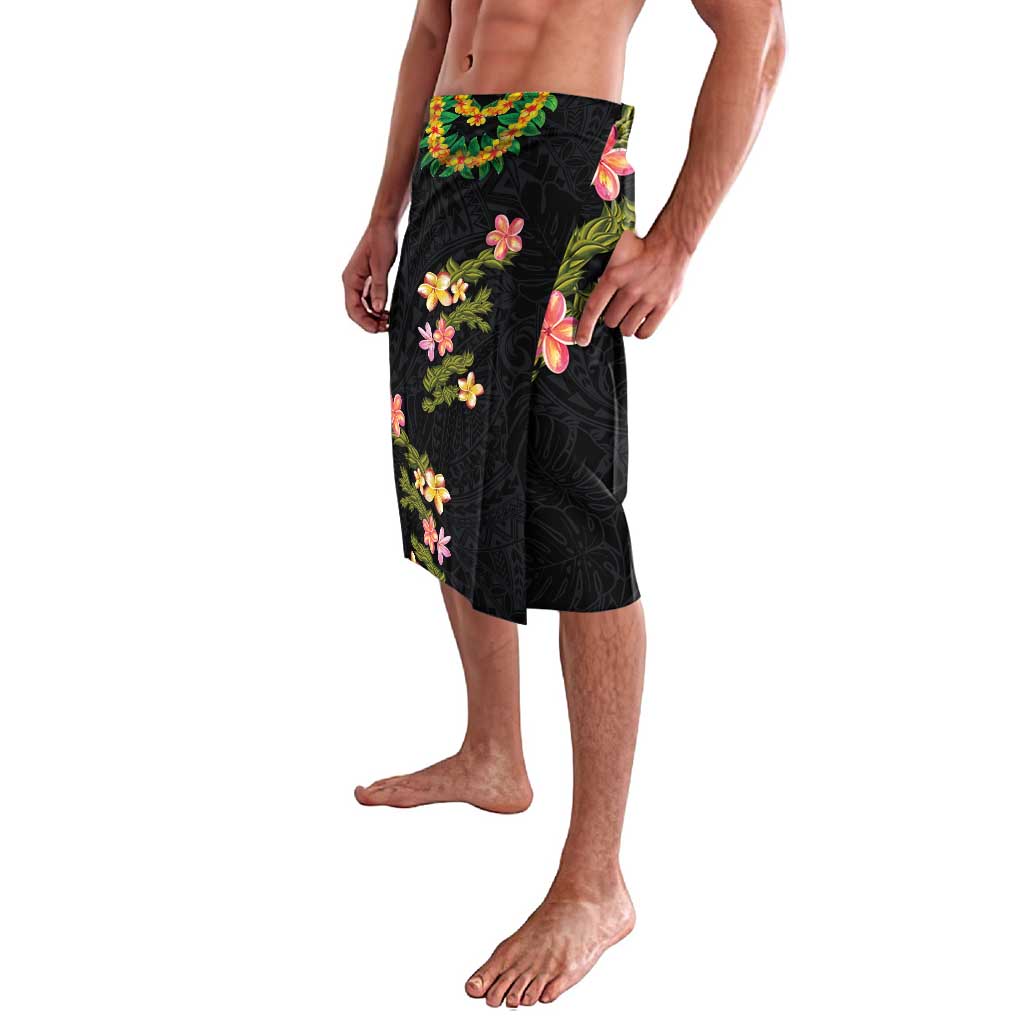 Hawaiian Lei Plumeria and Tropical Leaves Lavalava Watercolor Style