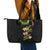 Hawaiian Lei Plumeria and Tropical Leaves Leather Tote Bag Watercolor Style