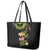 Hawaiian Lei Plumeria and Tropical Leaves Leather Tote Bag Watercolor Style