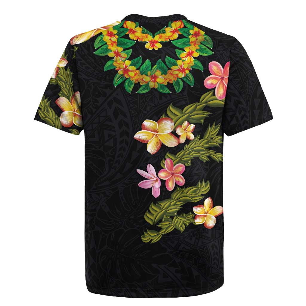 Hawaiian Lei Plumeria and Tropical Leaves Rugby Jersey Watercolor Style LT03 - Polynesian Pride