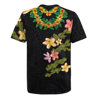Hawaiian Lei Plumeria and Tropical Leaves Rugby Jersey Watercolor Style LT03 - Polynesian Pride