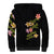 Hawaiian Lei Plumeria and Tropical Leaves Sherpa Hoodie Watercolor Style