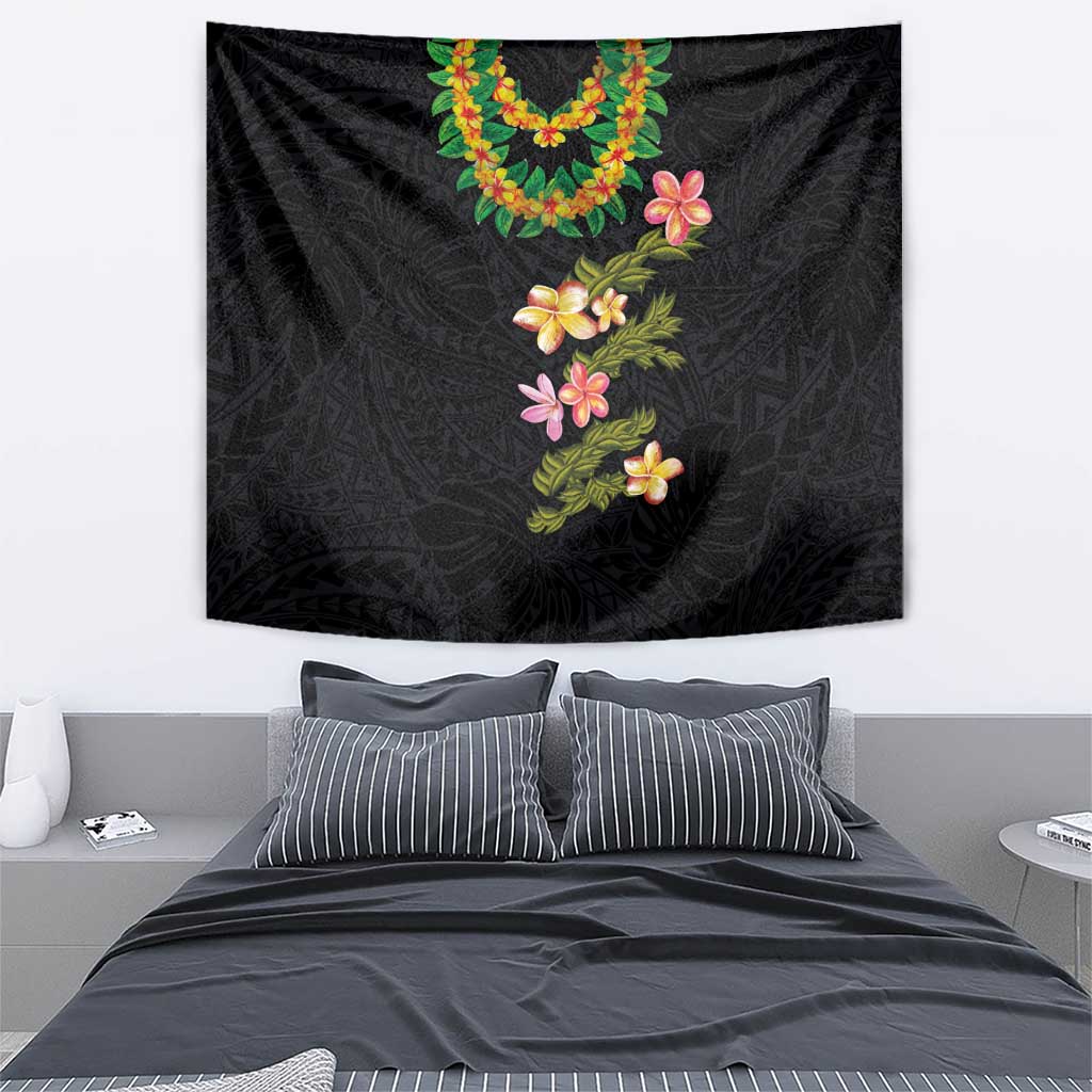 Hawaiian Lei Plumeria and Tropical Leaves Tapestry Watercolor Style LT03 - Polynesian Pride