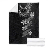 Hawaiian Lei Plumeria and Tropical Leaves Blanket Watercolor Style-Grayscale