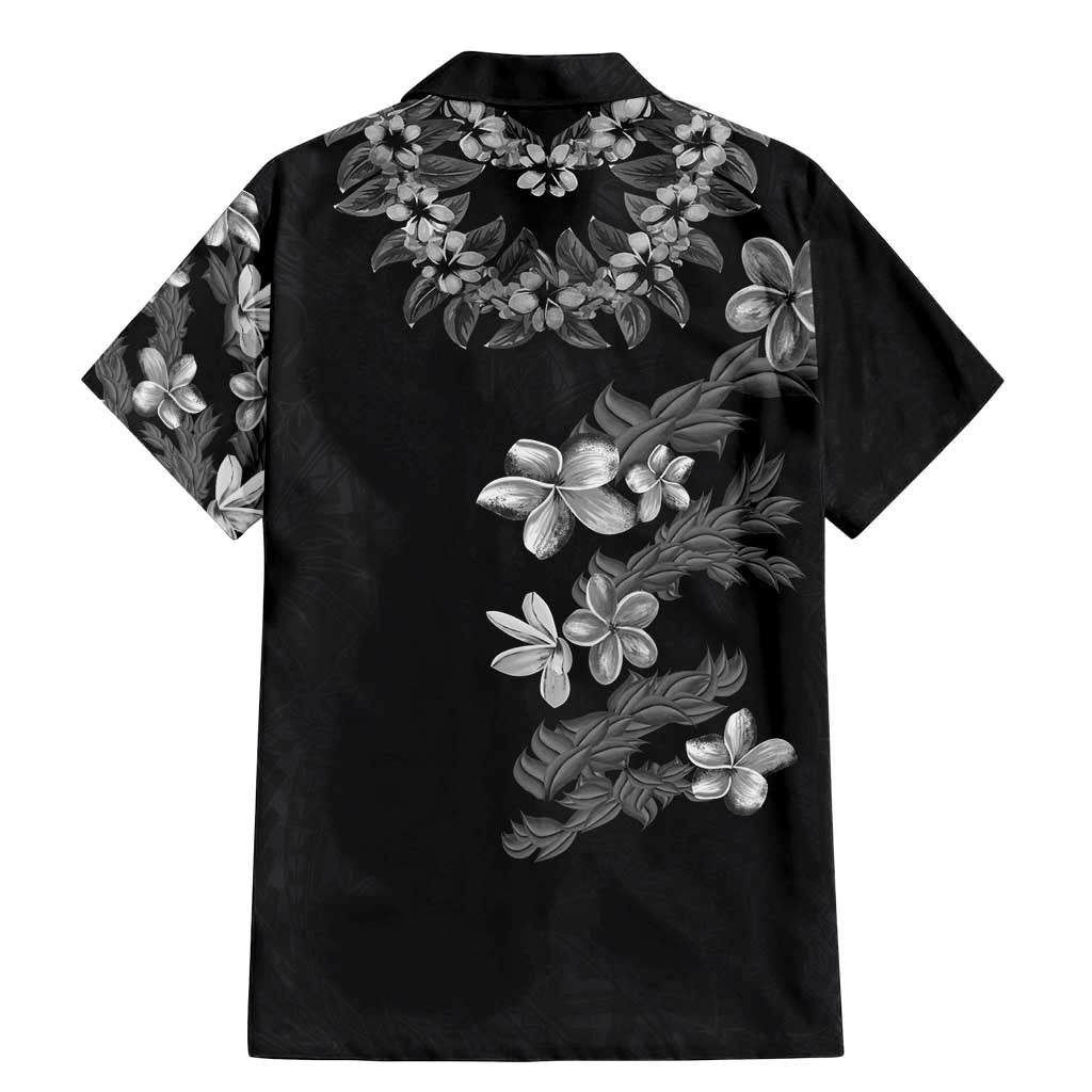Hawaiian Lei Plumeria and Tropical Leaves Family Matching Mermaid Dress and Hawaiian Shirt Watercolor Style-Grayscale LT03 - Polynesian Pride