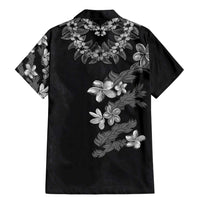 Hawaiian Lei Plumeria and Tropical Leaves Family Matching Mermaid Dress and Hawaiian Shirt Watercolor Style-Grayscale LT03 - Polynesian Pride