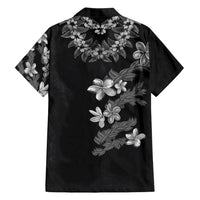 Hawaiian Lei Plumeria and Tropical Leaves Family Matching Puletasi and Hawaiian Shirt Watercolor Style-Grayscale LT03 - Polynesian Pride