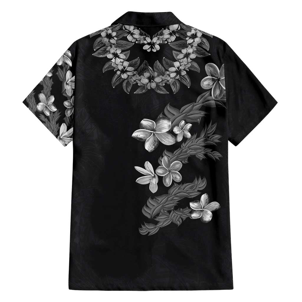 Hawaiian Lei Plumeria and Tropical Leaves Family Matching Summer Maxi Dress and Hawaiian Shirt Watercolor Style-Grayscale LT03 - Polynesian Pride