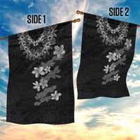 Hawaiian Lei Plumeria and Tropical Leaves Garden Flag Watercolor Style-Grayscale