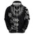 Hawaiian Lei Plumeria and Tropical Leaves Hoodie Watercolor Style-Grayscale