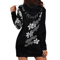 Hawaiian Lei Plumeria and Tropical Leaves Hoodie Dress Watercolor Style-Grayscale LT03 - Polynesian Pride