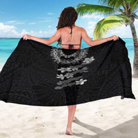 Hawaiian Lei Plumeria and Tropical Leaves Sarong Watercolor Style-Grayscale